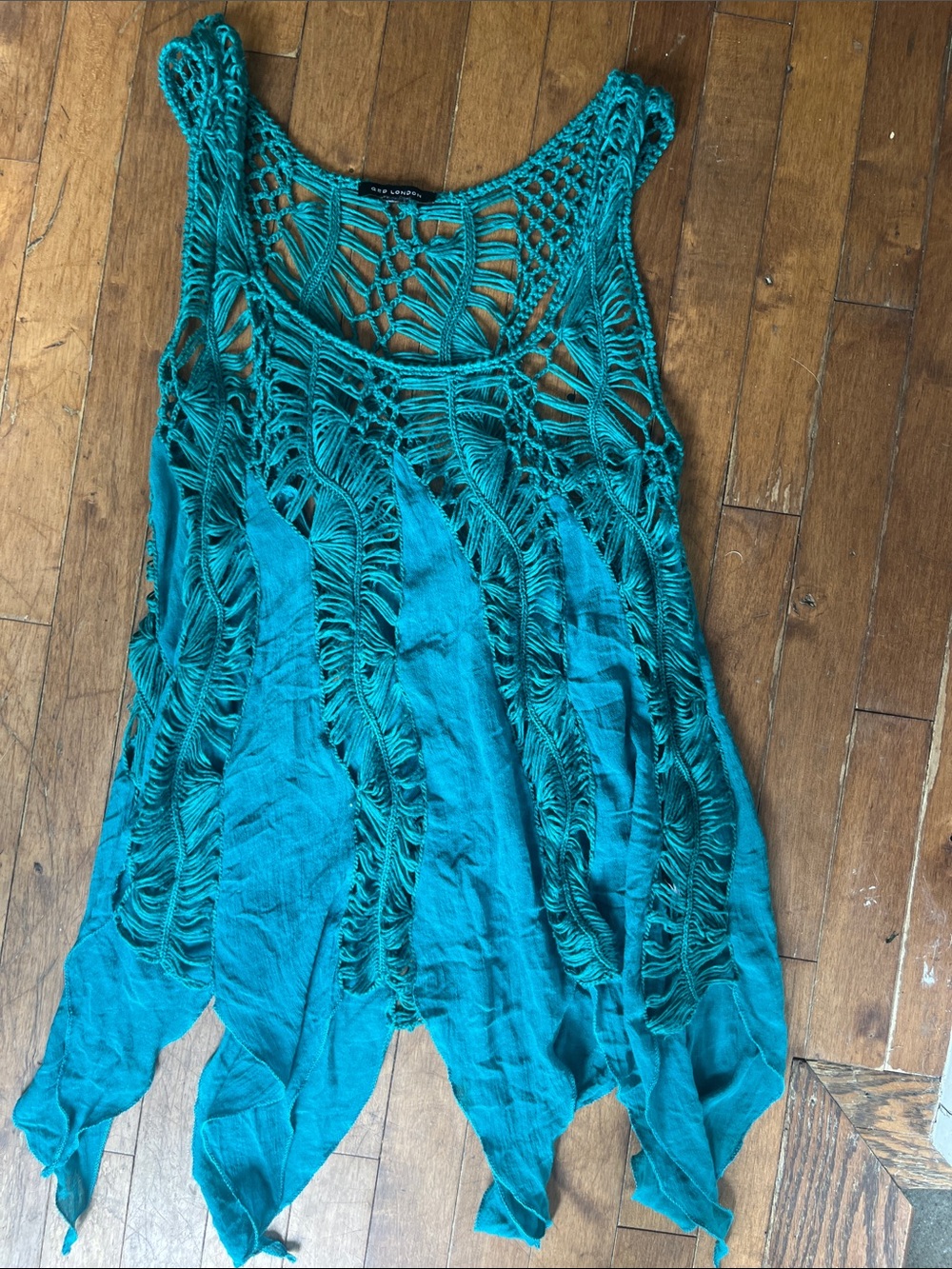 QED London Teal Cutout Boho Camisole with Purple Lining